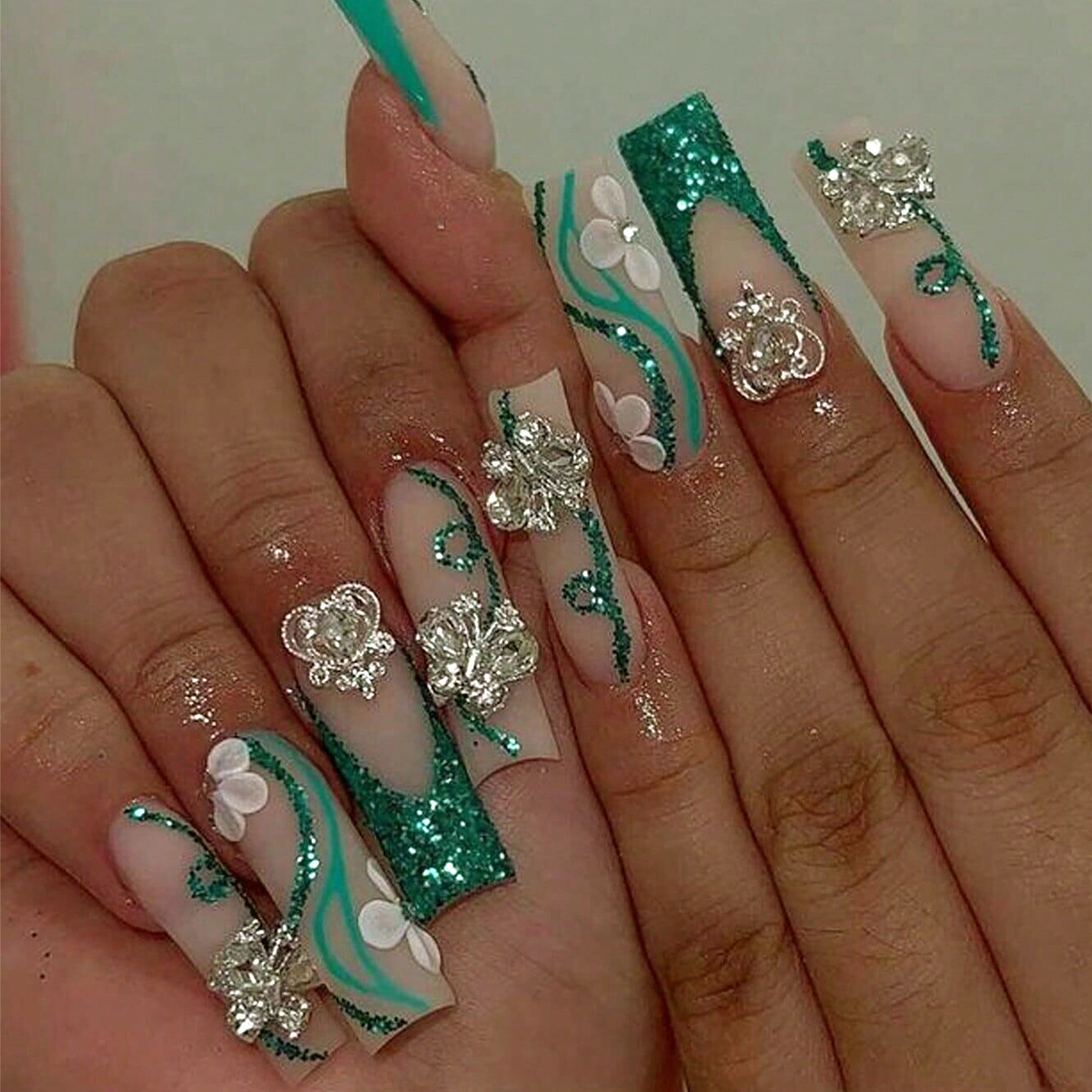 Nail Art Design - Long Coffin Press on Nails Ballerina