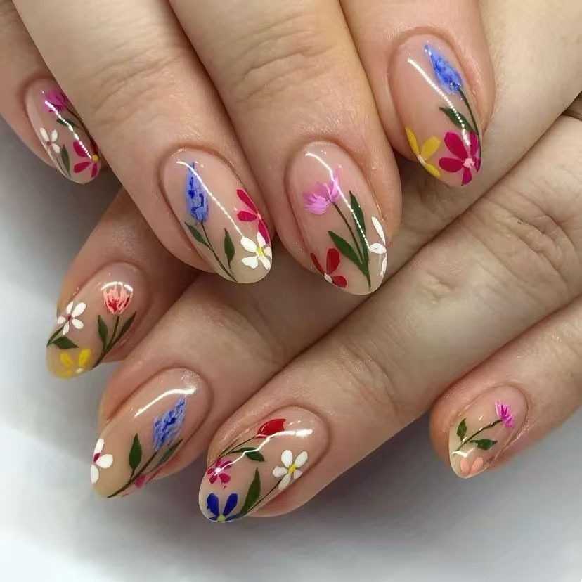 Nail Art Design - 24Pcs Simple Almond Nails Tips Fresh