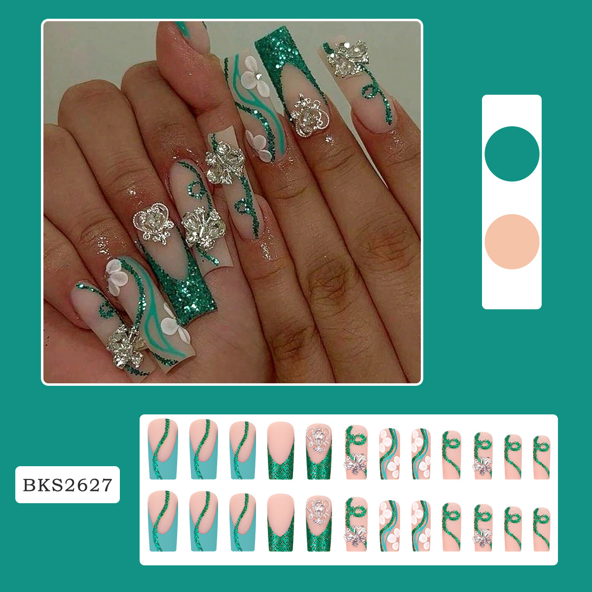 Long Coffin Press on Nails Bal - Nail Art Design 评论和价格
