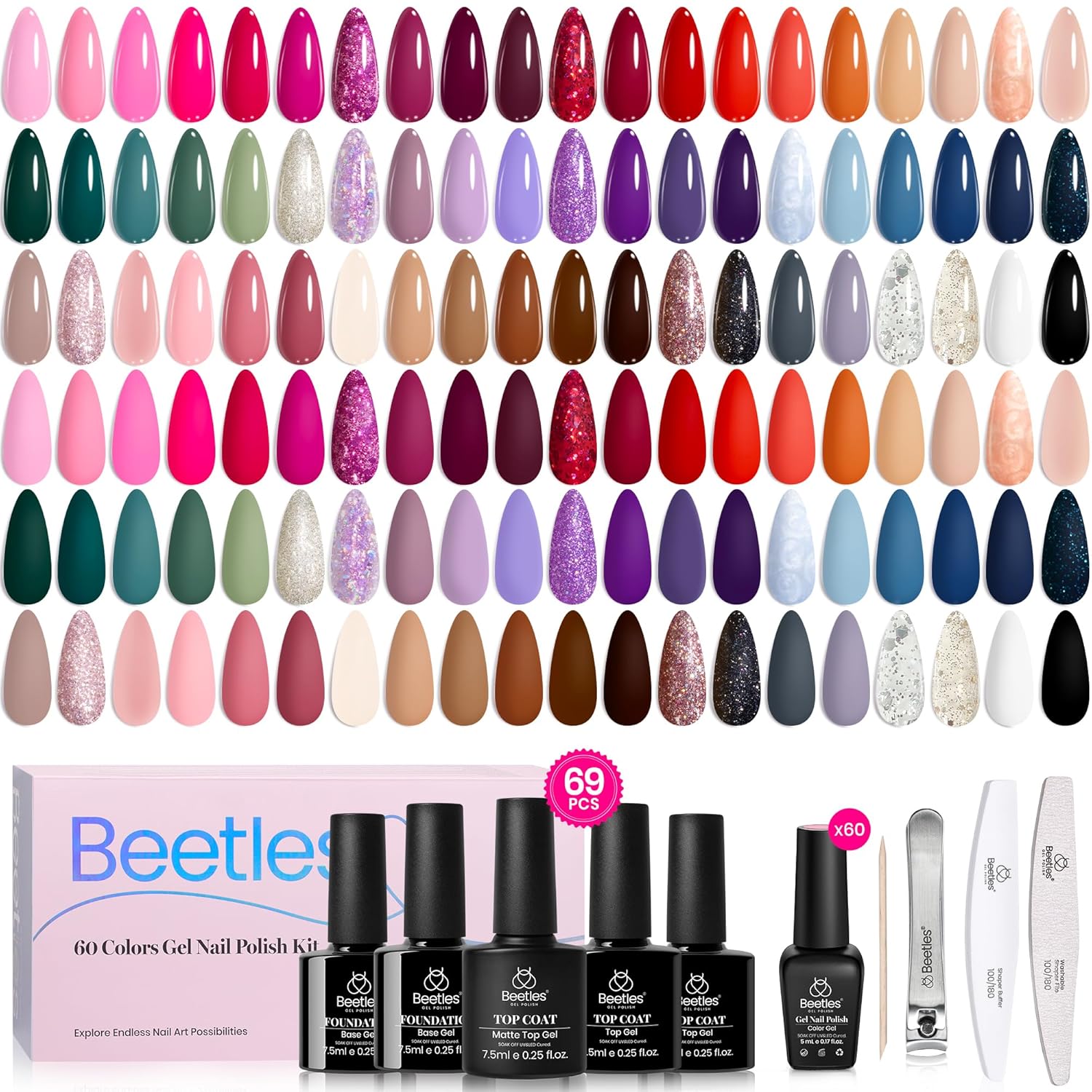 Beetles Gel Nail Polish Set -  - Nail Art Burgundy 评论和价格