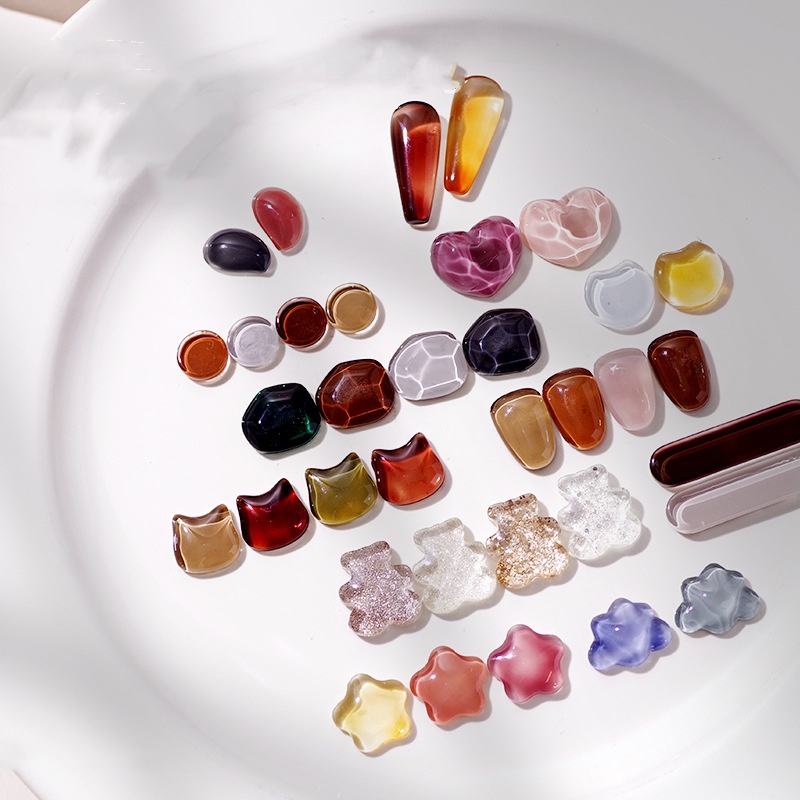 40Pcs Transparent Glass Nail A - Nail Art Viral 评论和价格