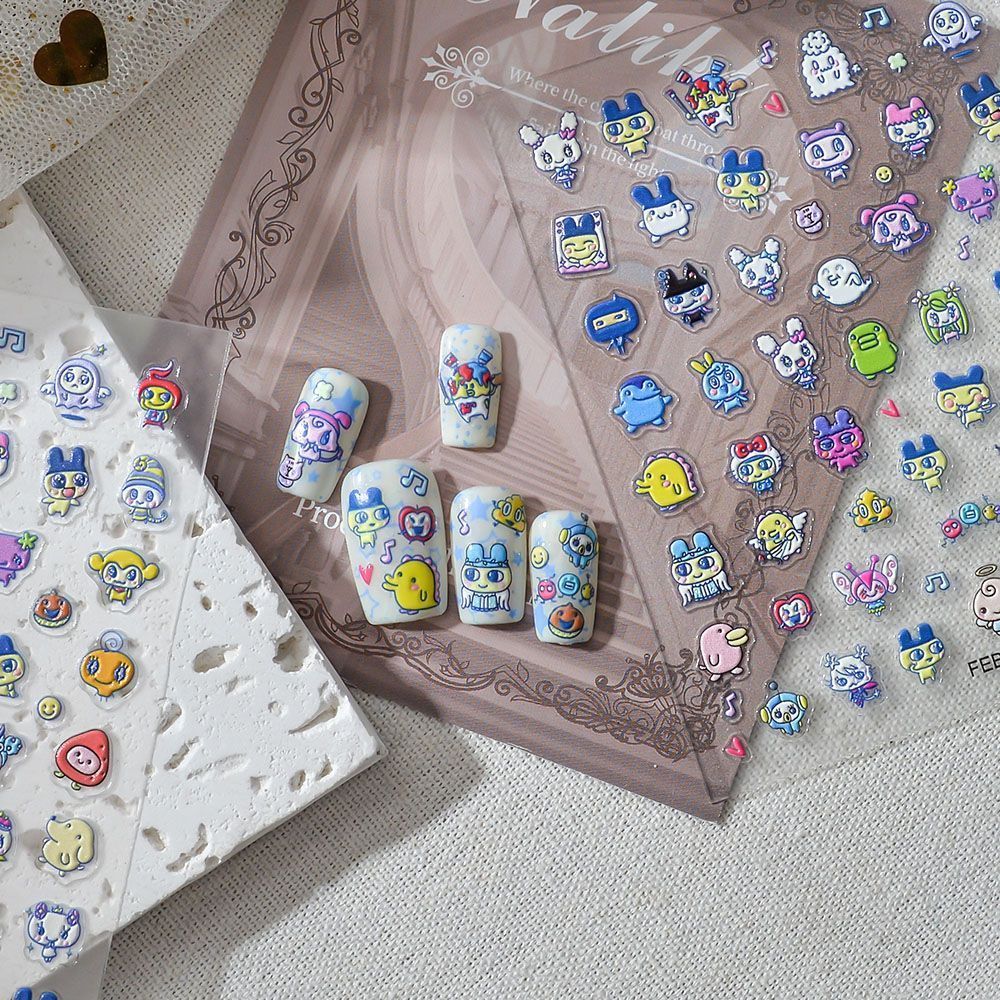 Tamagotchi Cartoon 3D Embossed - Nail Art Design 评论和价格