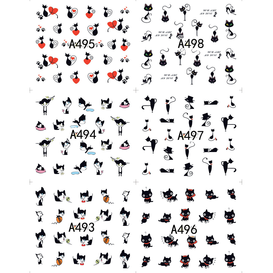 12pcs Black Cat Stickers Nail  - Nail Art Valentines Day 评论和价格