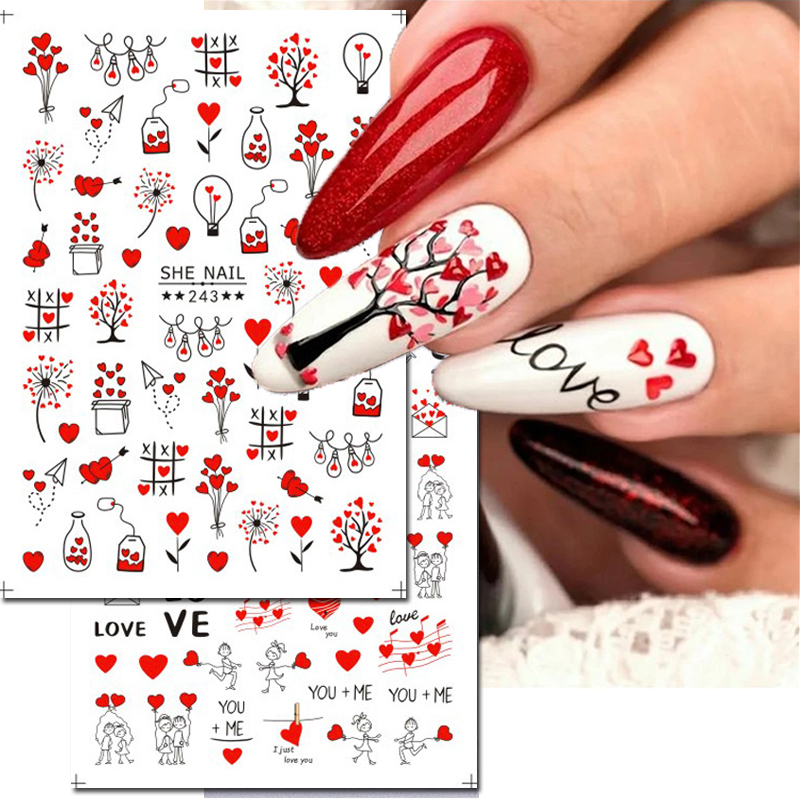 3d Nail Art Sliders Stickers V - Nail Art Valentines Day 评论和价格