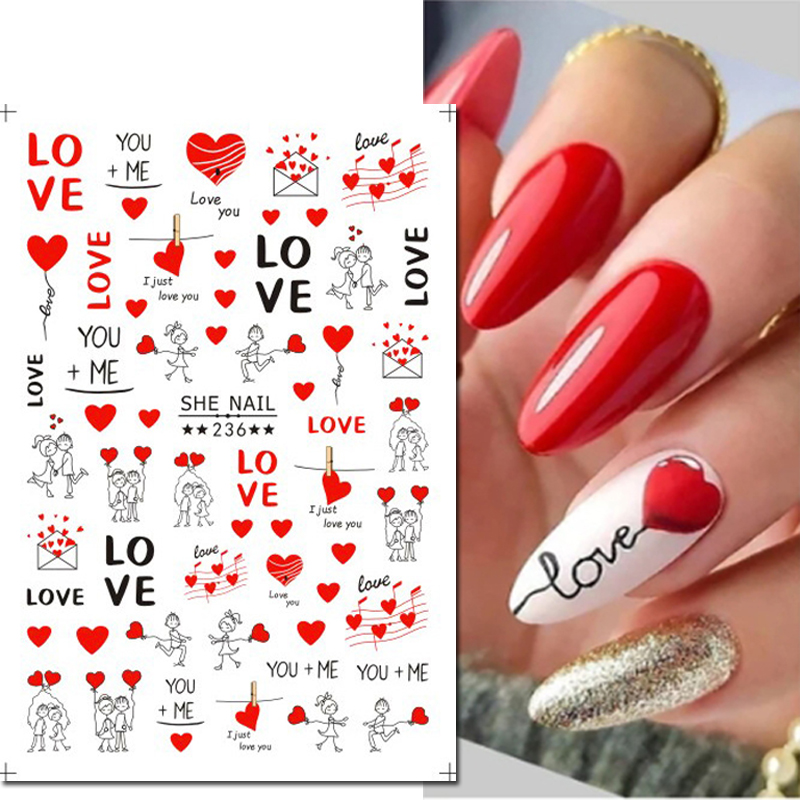 3d Nail Art Sliders Stickers V - Nail Art Valentines Day 评论和价格
