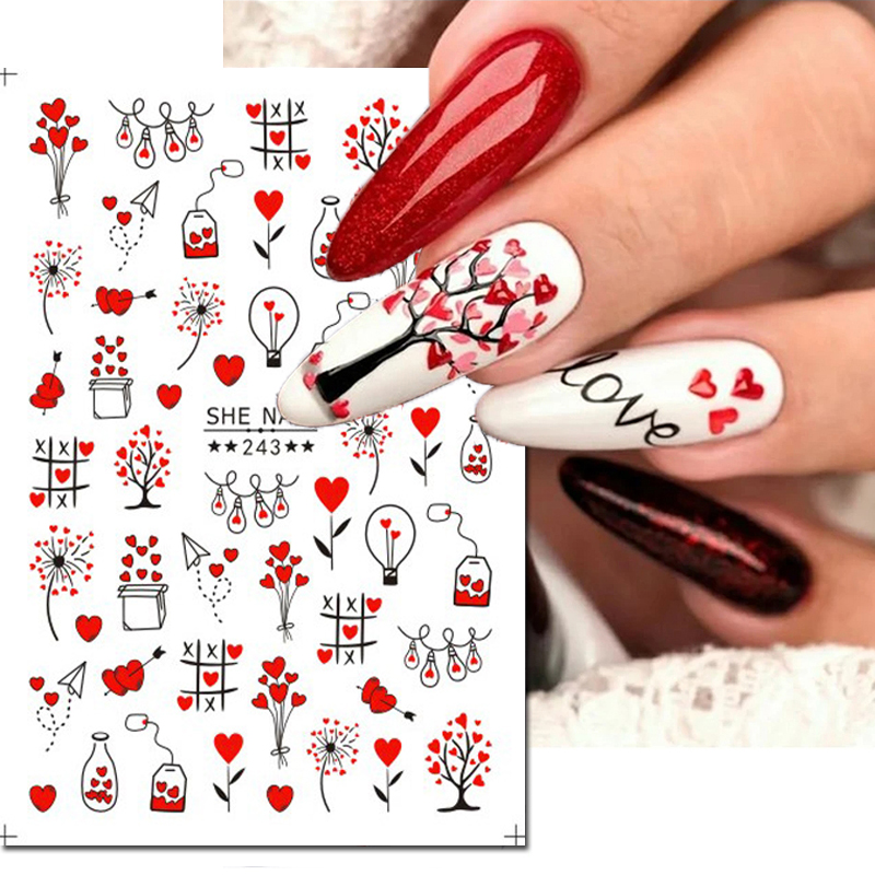 3d Nail Art Sliders Stickers V - Nail Art Valentines Day 评论和价格