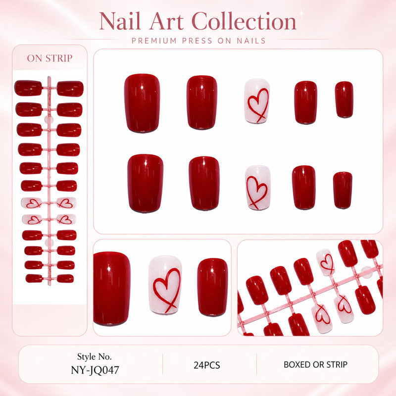 24Pcs Short Square Glossy Vale - Nail Art Valentines Day 评论和价格