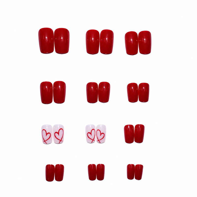 24Pcs Short Square Glossy Vale - Nail Art Valentines Day 评论和价格