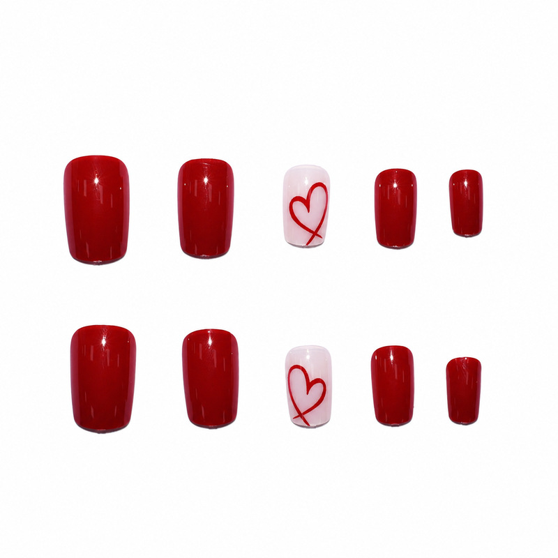 24Pcs Short Square Glossy Vale - Nail Art Valentines Day 评论和价格