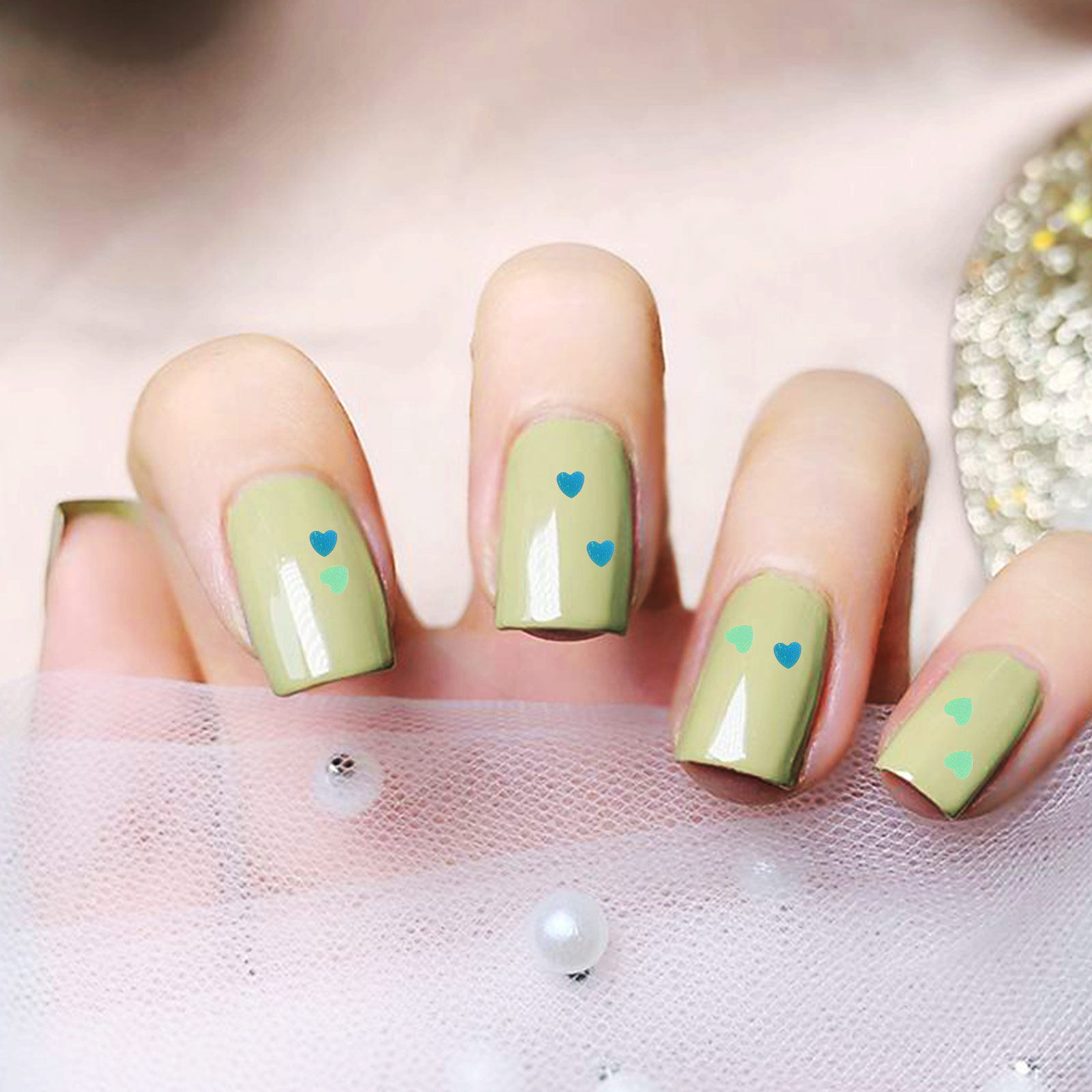 1Set Shinning Heart Nail Sequi - Nail Art Valentines Day 评论和价格