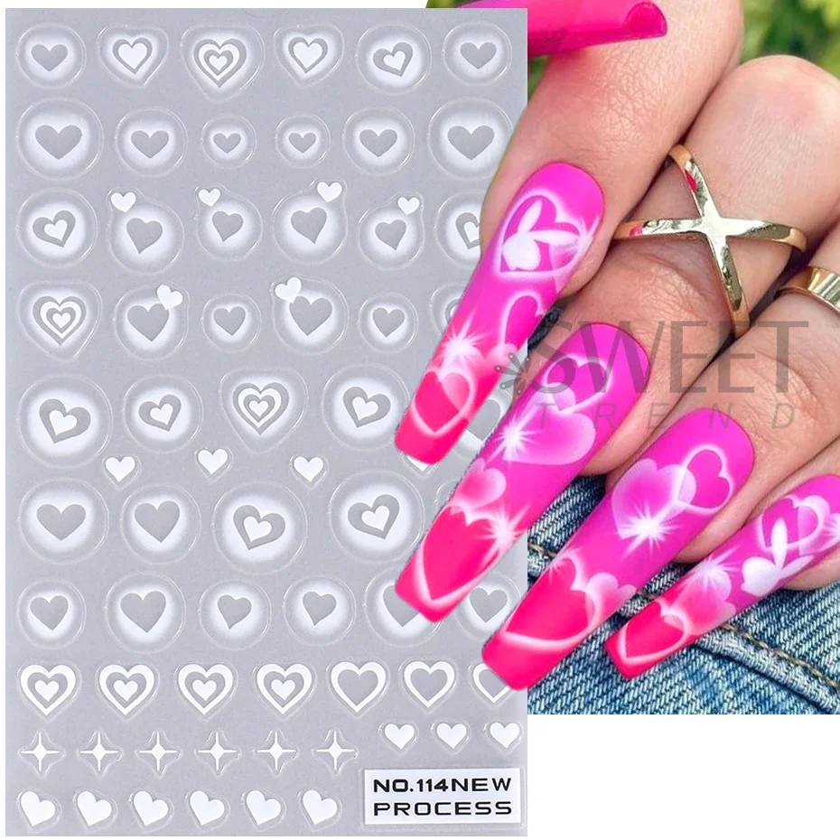 2pcs 3D Heart Star Nail Sticke - Nail Art Valentines Day 评论和价格
