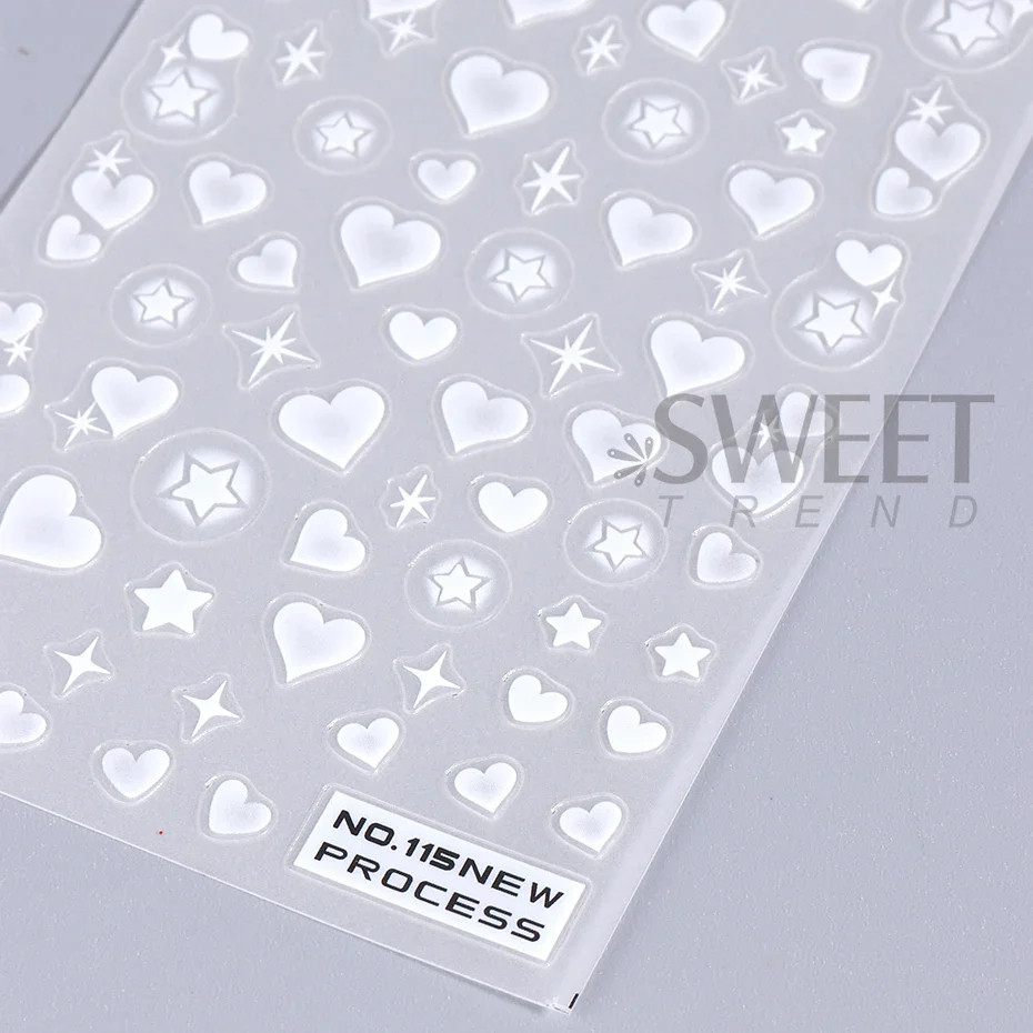 2pcs 3D Heart Star Nail Sticke - Nail Art Valentines Day 评论和价格