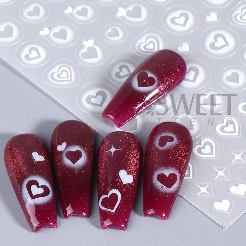 2pcs 3D Heart Star Nail Sticke - Nail Art Valentines Day 评论和价格