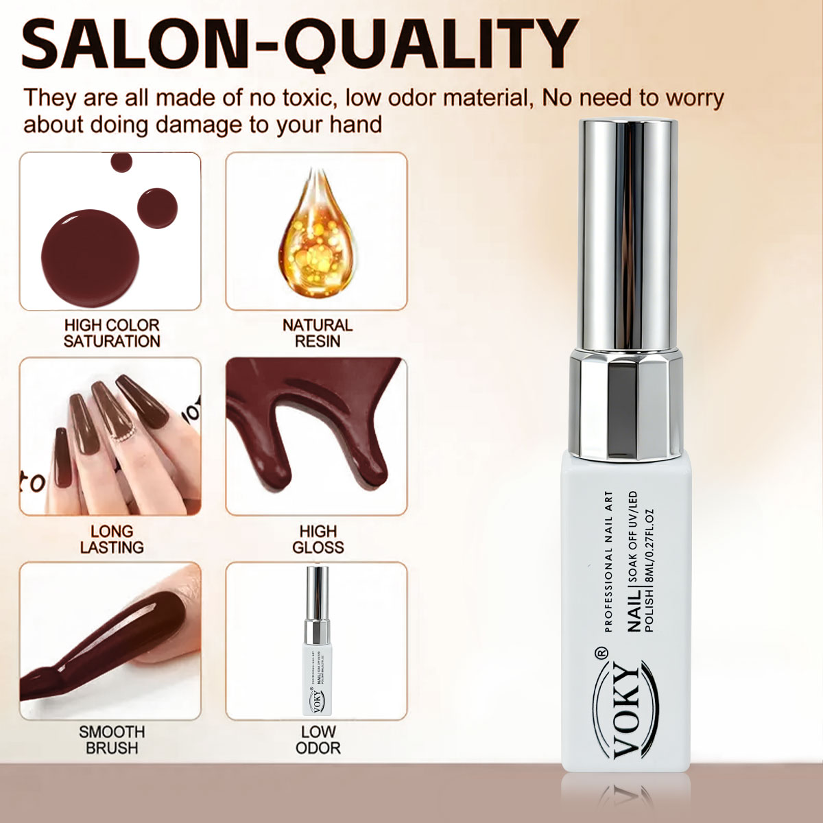 VOKY New 8ml Glass Bottle Gel  - Nail Art Burgundy 评论和价格