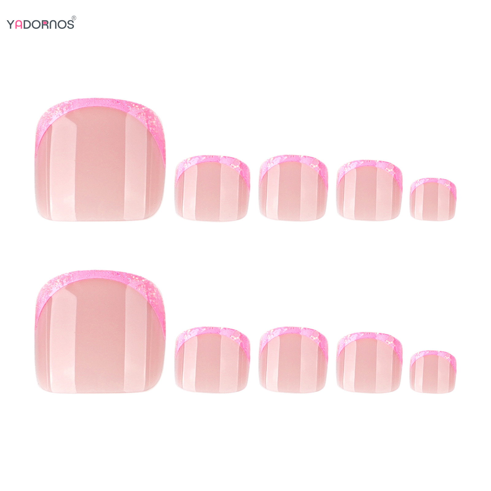 Pink French Tips Fake Toenails - Nail Art Design 评论和价格